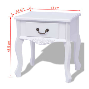 vidaXL Nightstand White MDF