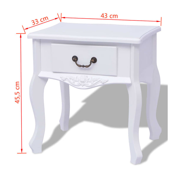 vidaXL Nightstand White MDF