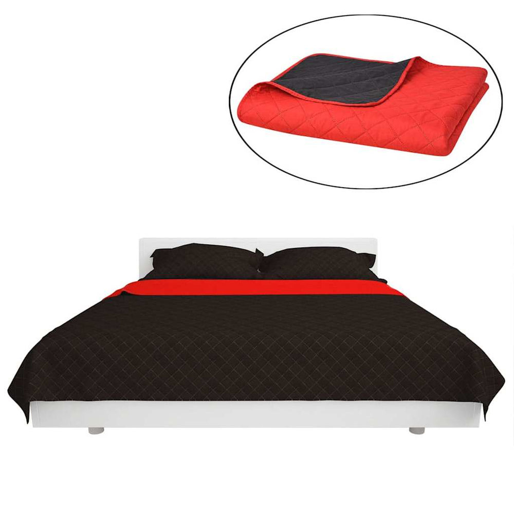 vidaXL Jeté de lit matelassé réversible Rouge et Noir 170x210 cm