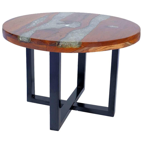 vidaXL Table basse en teck et résine 60 cm