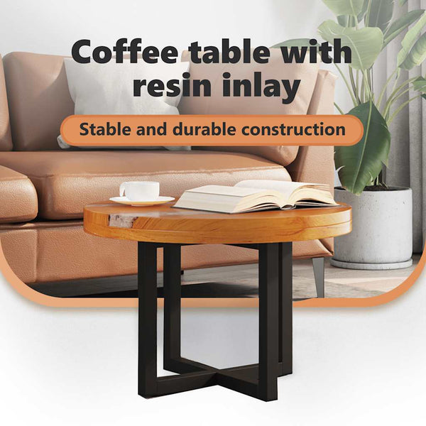 vidaXL Table basse en teck et résine 60 cm
