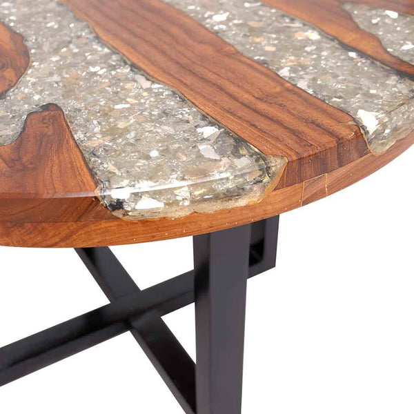 vidaXL Table basse en teck et résine 60 cm