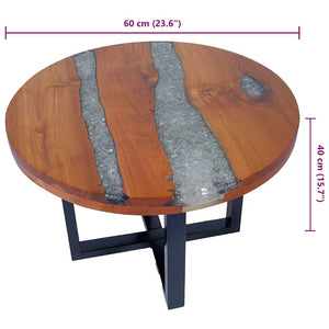 vidaXL Table basse en teck et résine 60 cm