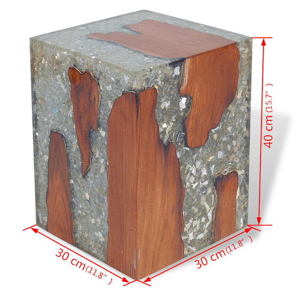 Hocker Teak Massivholz und Harz