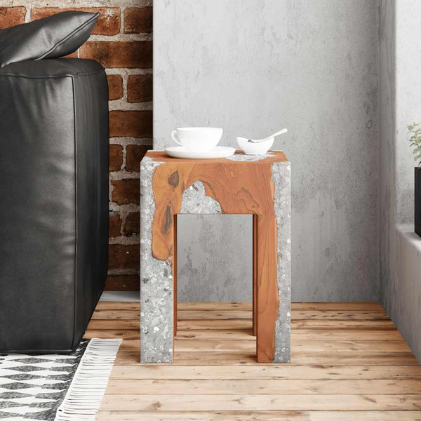 Hocker Massivholz Teak und Harz