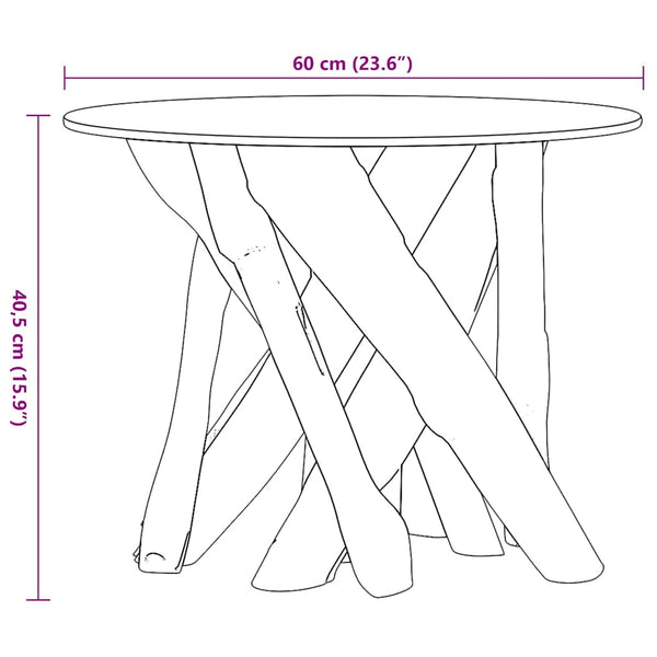 Couchtisch Massivholz Teak Treibholz 60 cm