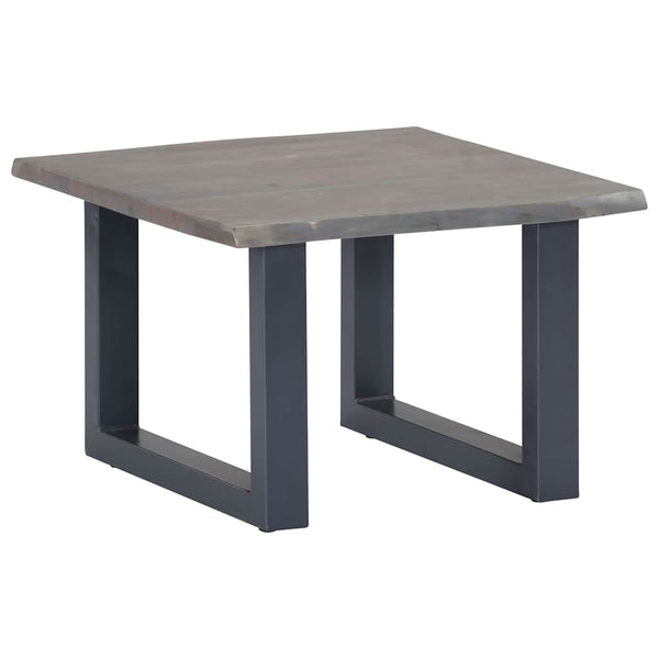 vidaXL Table basse à bords naturels gris 60x60x40 cm bois d'acacia massif