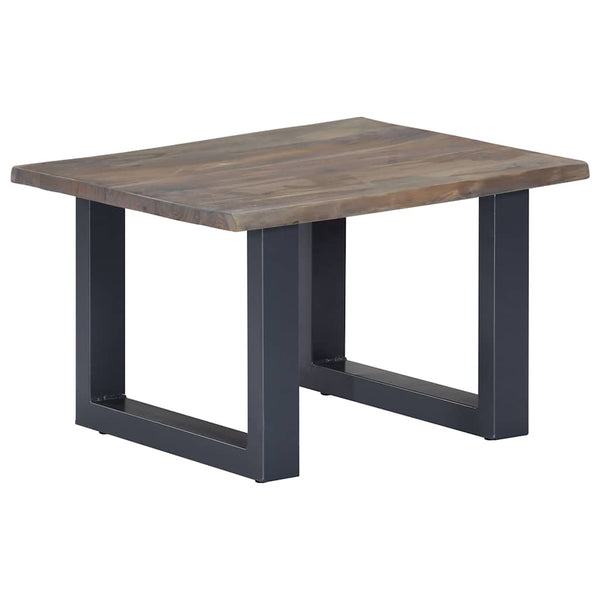 Couchtisch mit Naturkanten Grau 60x60x40 cm Massivholz Akazie