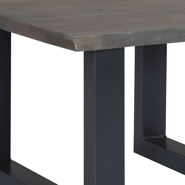 vidaXL Table basse à bords naturels gris 60x60x40 cm bois d'acacia massif