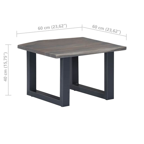 vidaXL Table basse à bords naturels gris 60x60x40 cm bois d'acacia massif