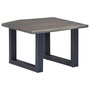 vidaXL Table basse à bords naturels gris 60x60x40 cm bois d'acacia massif