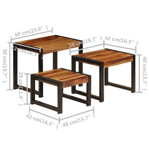 Satztische 3 Stk. Massivholz Akazie