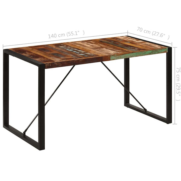 vidaXL Table de salle à manger 140x70x75 cm en bois de récupération massif