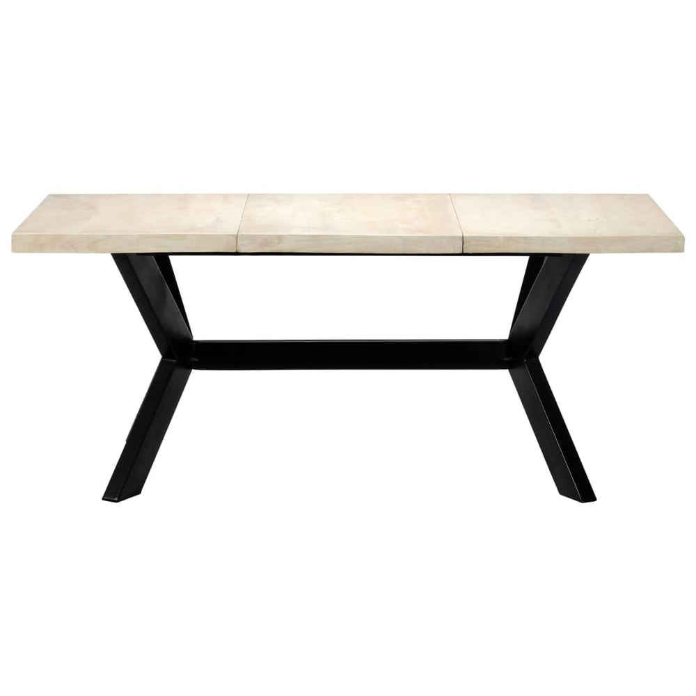 vidaXL Table de salle à manger blanc 180 x 90 x 75 cm manguier massif