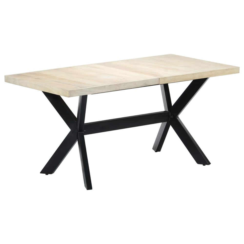 vidaXL Table de salle à manger blanche 160x80x75 cm Bois de manguier massif