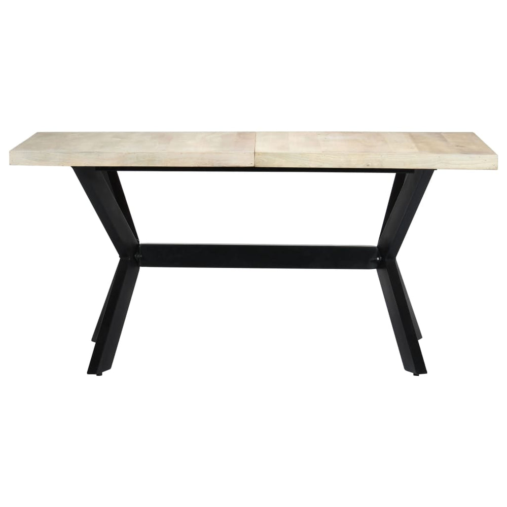 vidaXL Table de salle à manger blanche 160x80x75 cm Bois de manguier massif