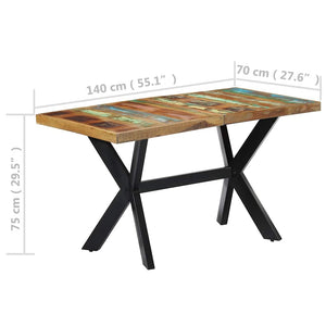 vidaXL Table de salle à manger 140x70x75 cm en bois de récupération massif