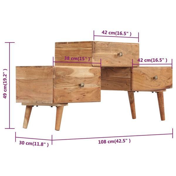 Meuble TV vidaXL 108x30x49 cm Bois d'acacia massif