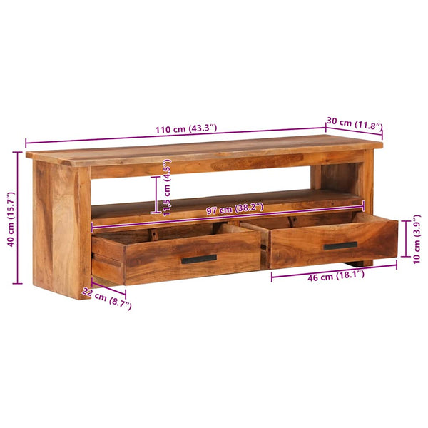 TV-Schrank 118x30x40 cm Massivholz
