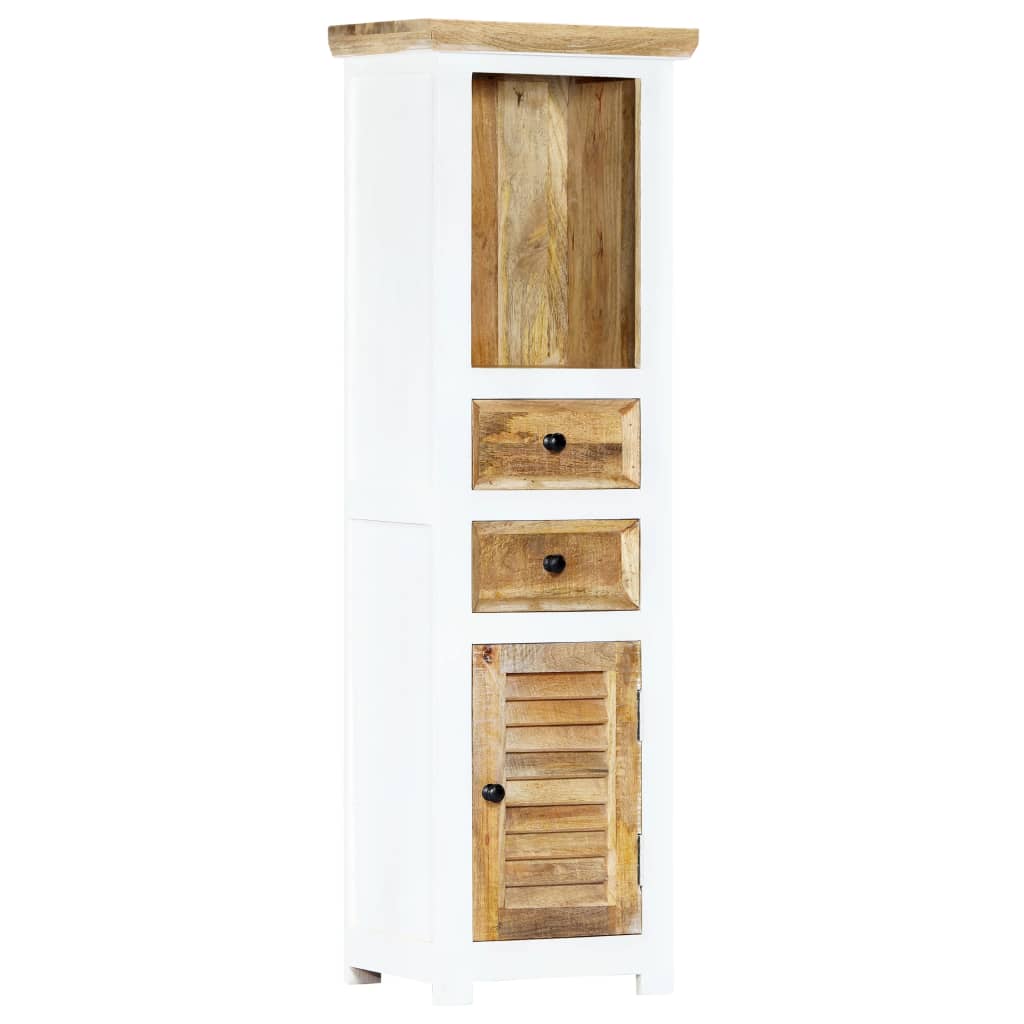 Highboard Weiß und Braun 40x30x128 cm Massivholz Mango