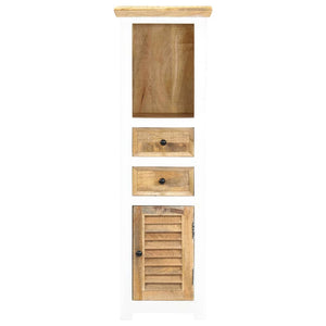 Highboard Weiß und Braun 40x30x128 cm Massivholz Mango
