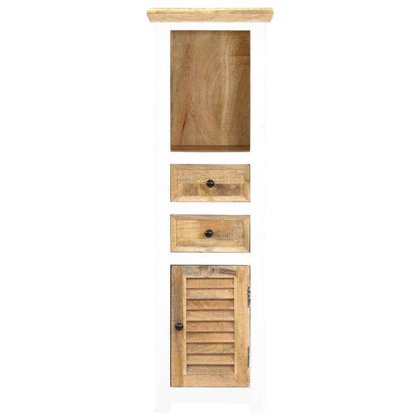 Highboard Weiß und Braun 40x30x128 cm Massivholz Mango