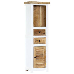 Highboard Weiß und Braun 40x30x128 cm Massivholz Mango