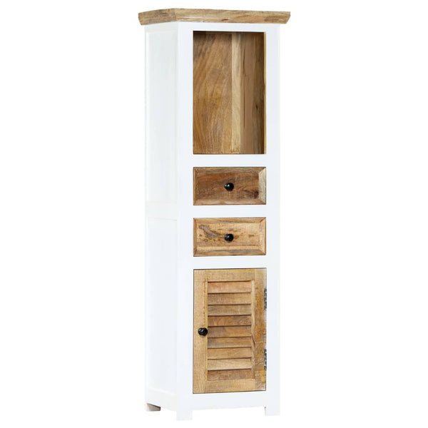 Highboard Weiß und Braun 40x30x128 cm Massivholz Mango
