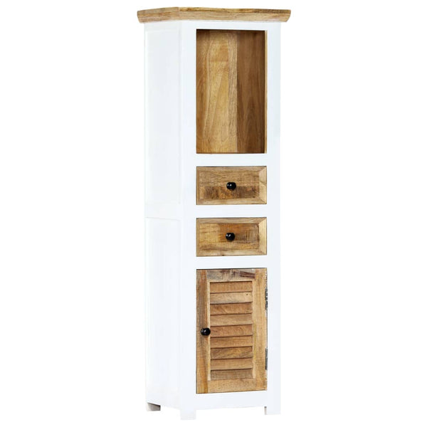 Highboard Weiß und Braun 40x30x128 cm Massivholz Mango