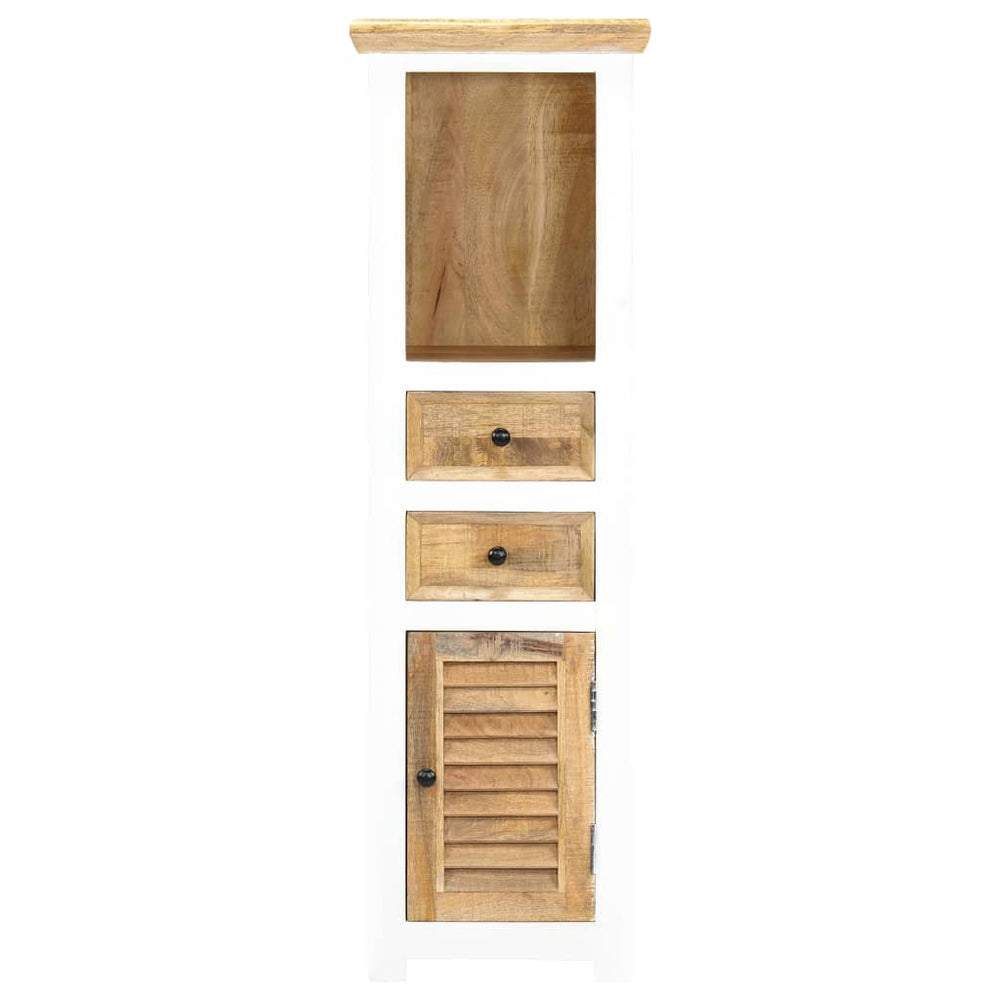 Highboard Weiß und Braun 40x30x128 cm Massivholz Mango
