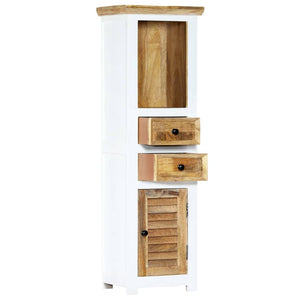 Highboard Weiß und Braun 40x30x128 cm Massivholz Mango