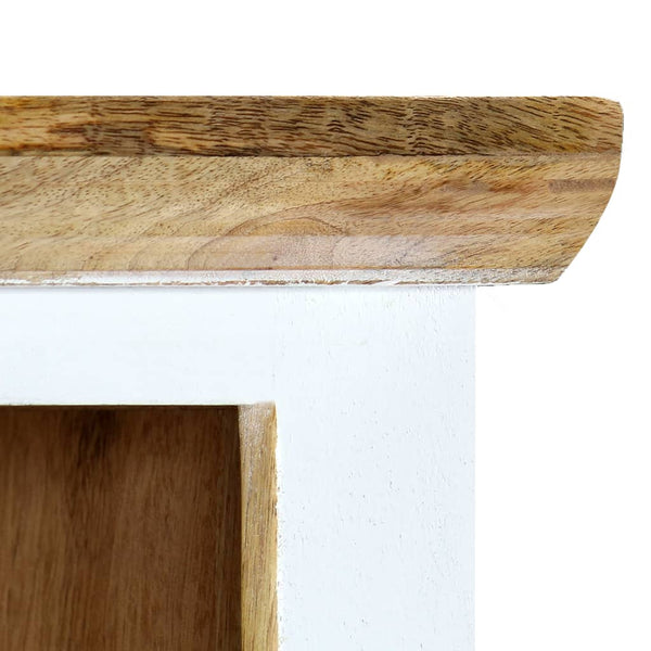Highboard Weiß und Braun 40x30x128 cm Massivholz Mango