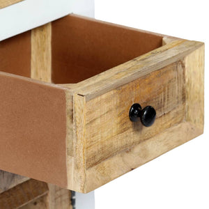 Highboard Weiß und Braun 40x30x128 cm Massivholz Mango