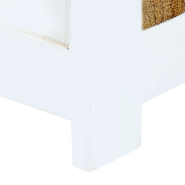 Highboard Weiß und Braun 40x30x128 cm Massivholz Mango