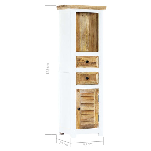 Highboard Weiß und Braun 40x30x128 cm Massivholz Mango