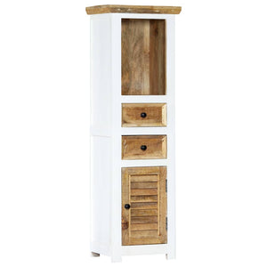 Highboard Weiß und Braun 40x30x128 cm Massivholz Mango