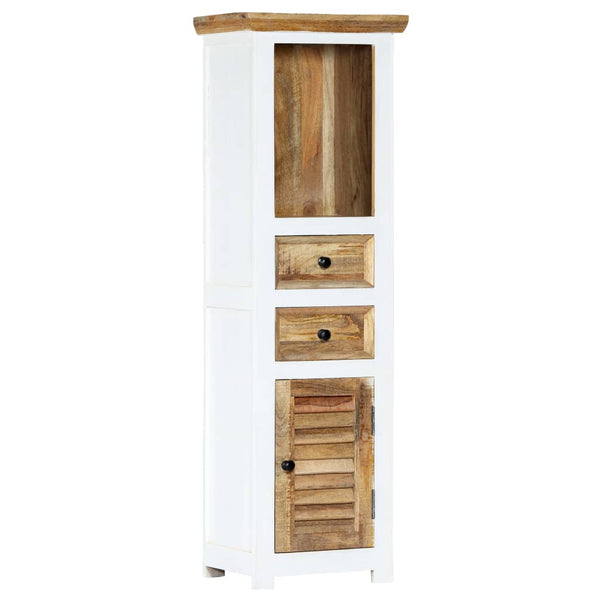 Highboard Weiß und Braun 40x30x128 cm Massivholz Mango