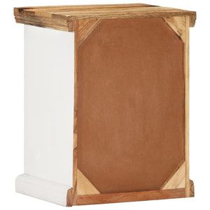 Nachttisch Weiß und Braun 40x30x50 cm Massivholz Mango
