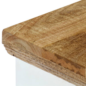 Nachttisch Weiß und Braun 40x30x50 cm Massivholz Mango