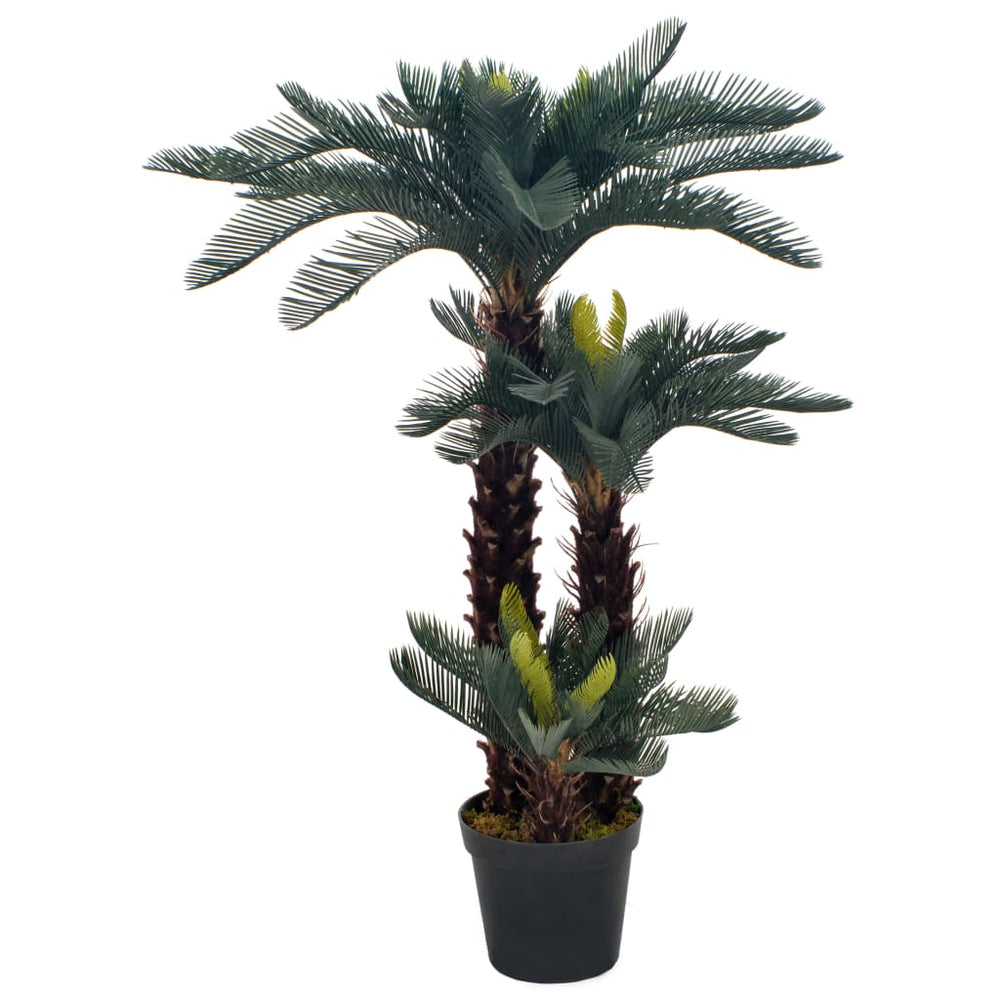 vidaXL Plante artificielle palmier Cycas avec pot Vert 125 cm