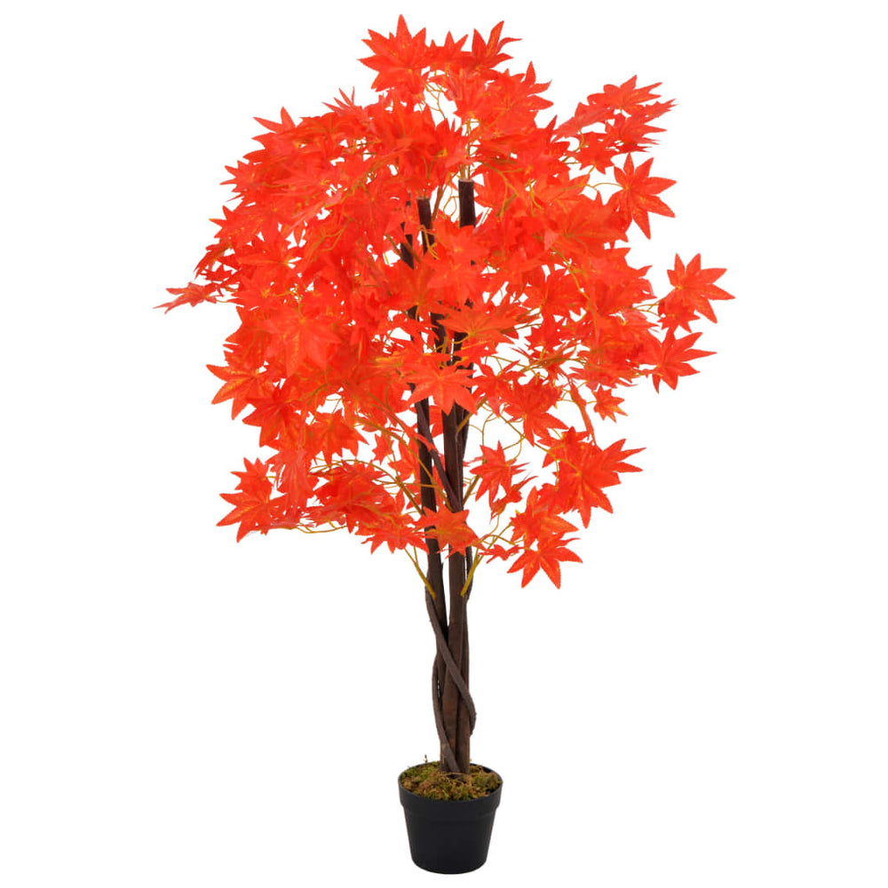 vidaXL Plante artificielle Érable avec pot Rouge 120 cm