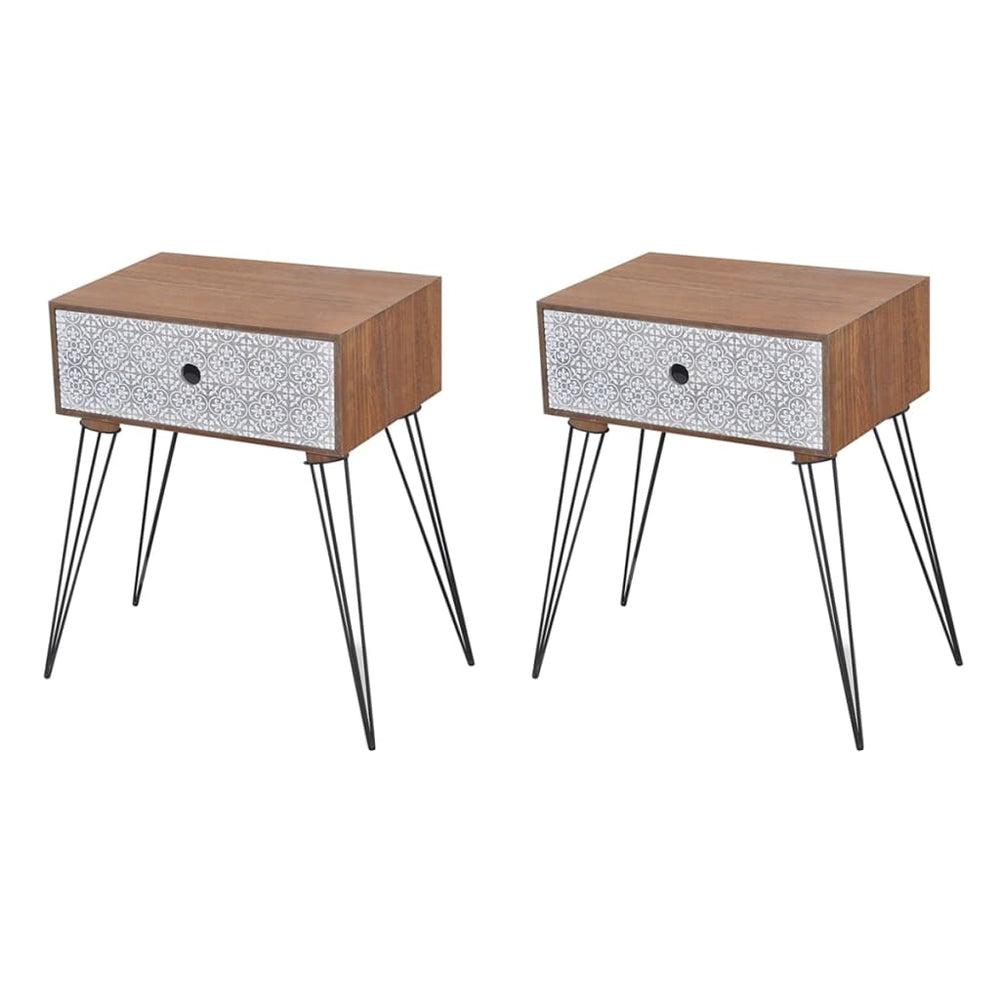 Nachttische mit Schublade 2 Stk. Braun
