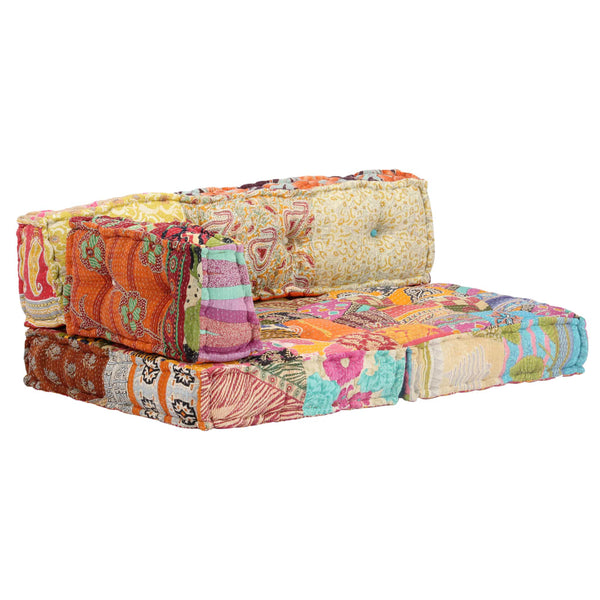 vidaXL Pouf patchwork tissu