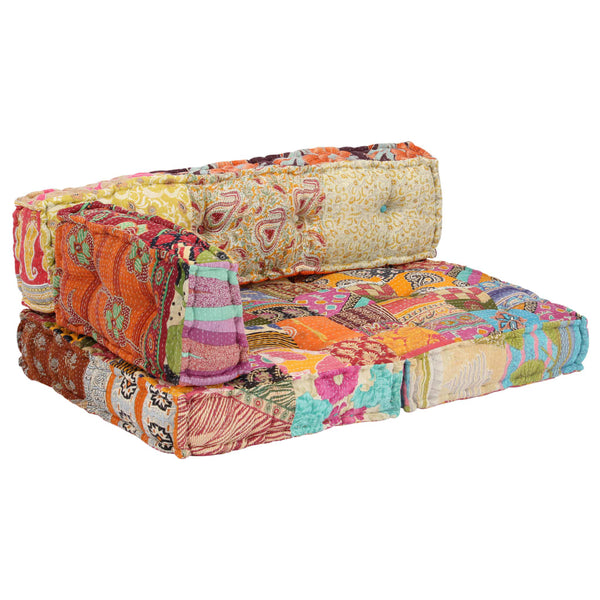vidaXL Pouf patchwork tissu
