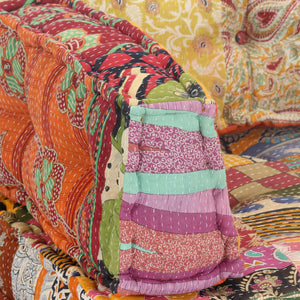 vidaXL Pouf patchwork tissu