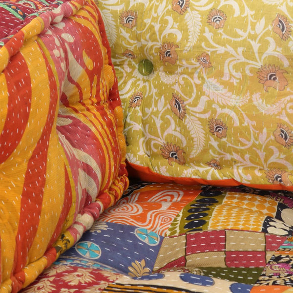 vidaXL Patchwork Fabric Pouf