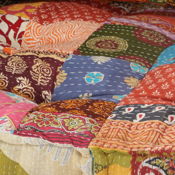 vidaXL Pouf patchwork tissu
