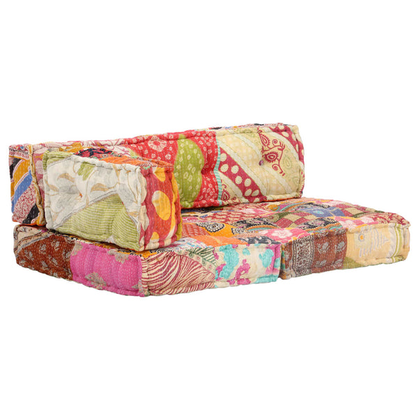 vidaXL Pouf patchwork tissu
