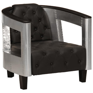 vidaXL Fauteuil Aviateur Cuir véritable Noir