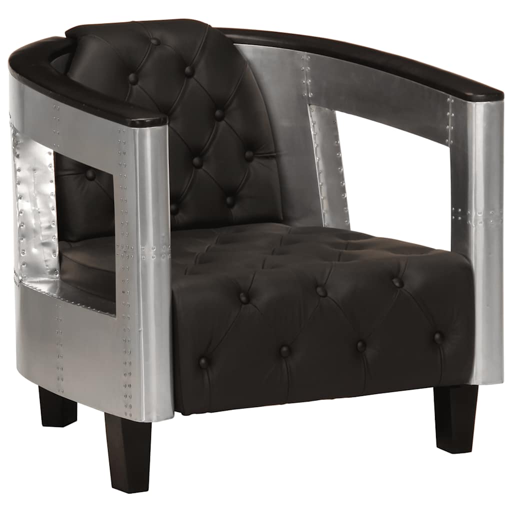 vidaXL Fauteuil Aviateur Cuir véritable Noir